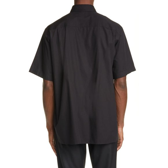 Acne Oversize Short Sleeve Button-Up Shirt (Black) - Picture 2 of 9